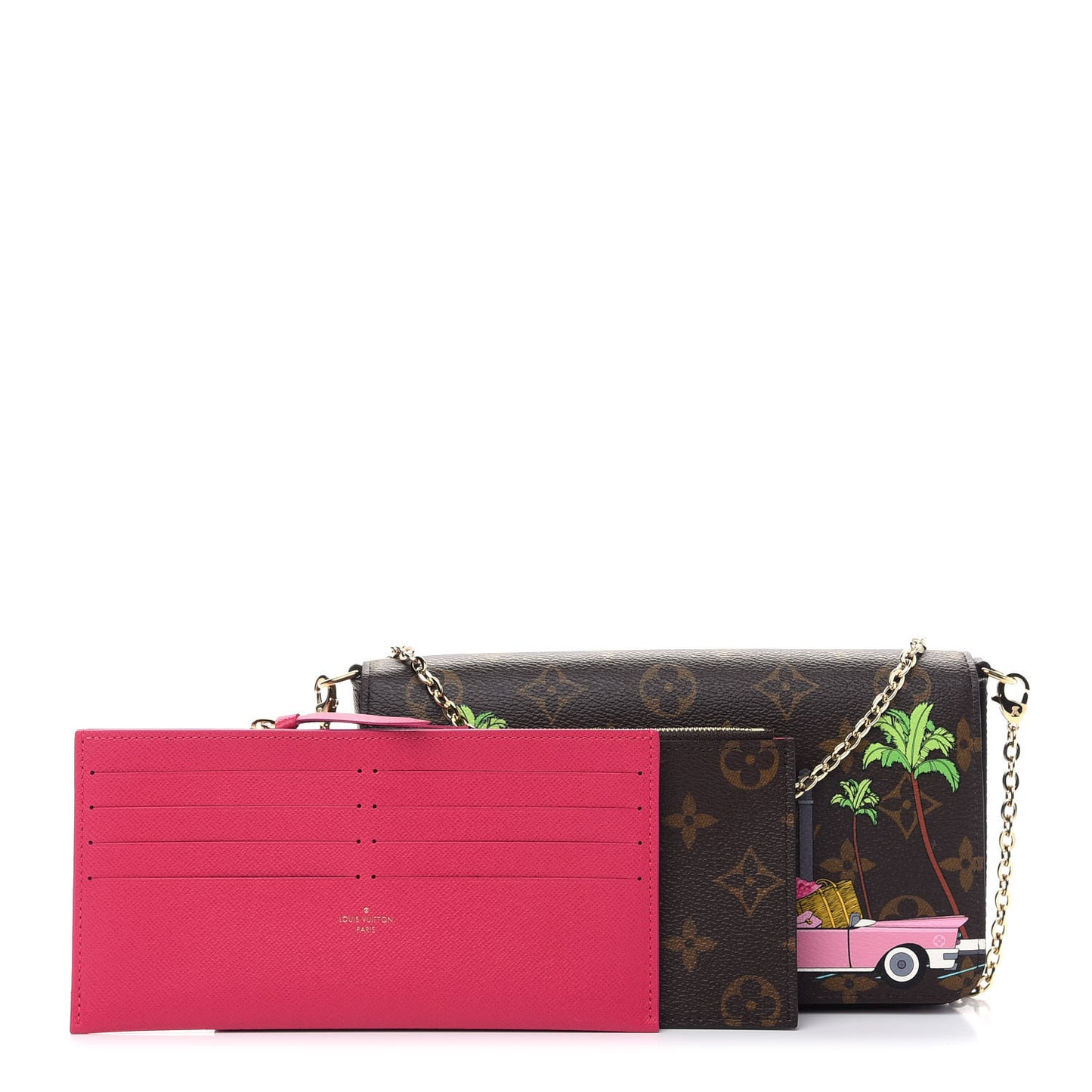Monogram 2021 Christmas Animation Hollywood Pochette Felicie Chain Wallet Fuchsia