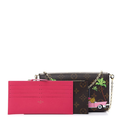 Louis Vuitton Monogram 2021 Christmas Animation Hollywood Pochette Felicie Chain Wallet Fuchsia 1 of 9