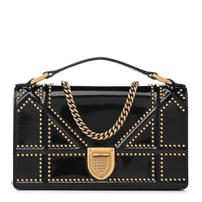 Christian Dior Patent Studded Diorama Flap Bag Black 1 of 8