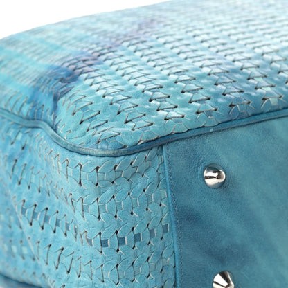 Christian Dior Calfskin Woven Dior Soft Shopping Tote Light Blue 5 of 6