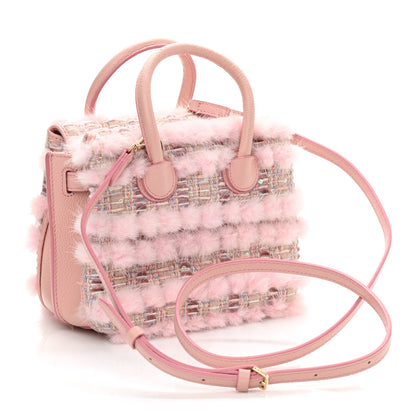 MCM Tweed Mink Fur Sequin Mini Tote Pink Blush 3 of 15