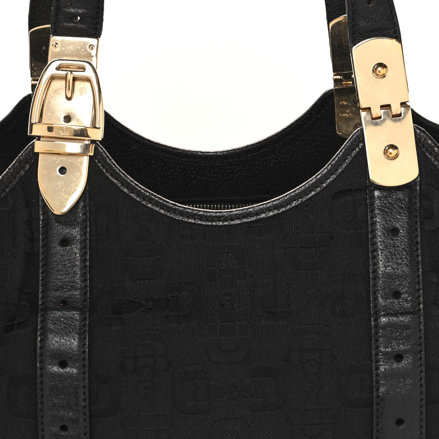 Canvas Horsebit Large Glam Shoulder Bag Black