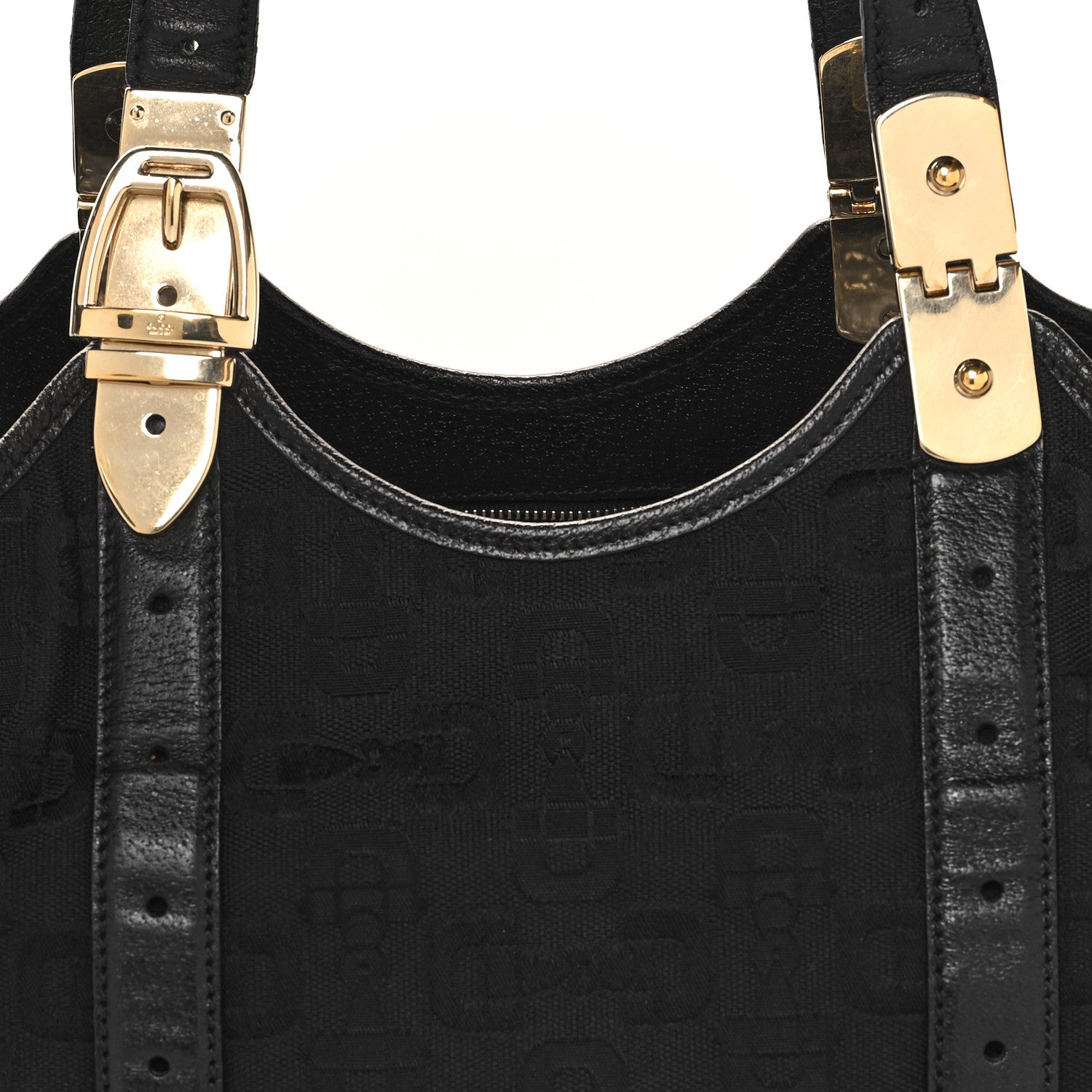 Gucci Canvas Horsebit Large Glam Shoulder Bag Black 8 of 14