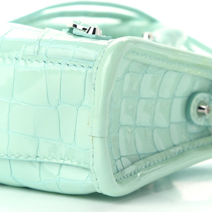 Balenciaga Patent Crocodile Embossed Classic Silver Hardware Nano City Light Green 9 of 9
