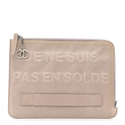 Chanel Calfskin Medium Je Ne Suis Pas En Solde Pouch Clutch Light Pink 1 of 7
