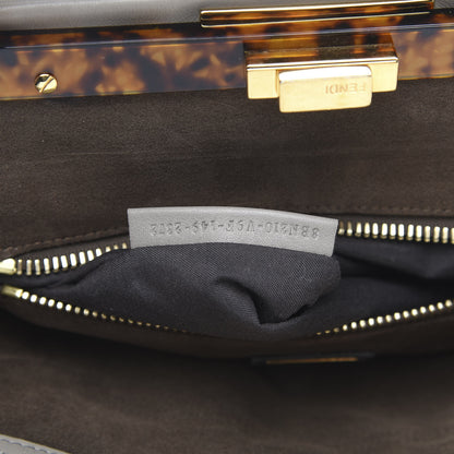Fendi Vitello Seta Suede Plexiglass Tortoise Large Peekaboo Iconic Satchel Asfalto Marrone 9 of 16
