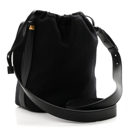 Saint Laurent Wool Calfskin Rive Gauche Bucket Bag Black Gold 4 of 11