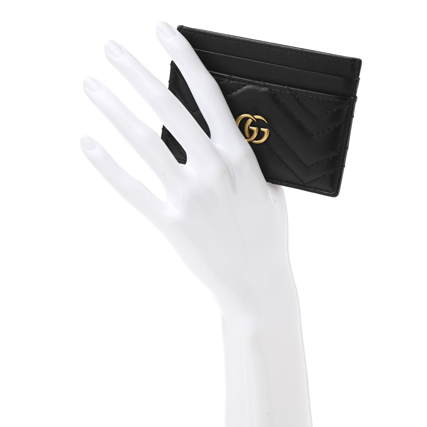 Calfskin Matelasse GG Marmont Card Holder Black