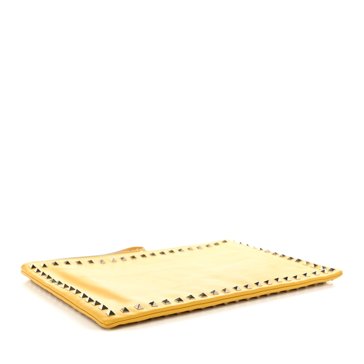 Valentino Garavani Vitello Large Rockstud Zip Wristlet Pouch Yellow 4 of 10
