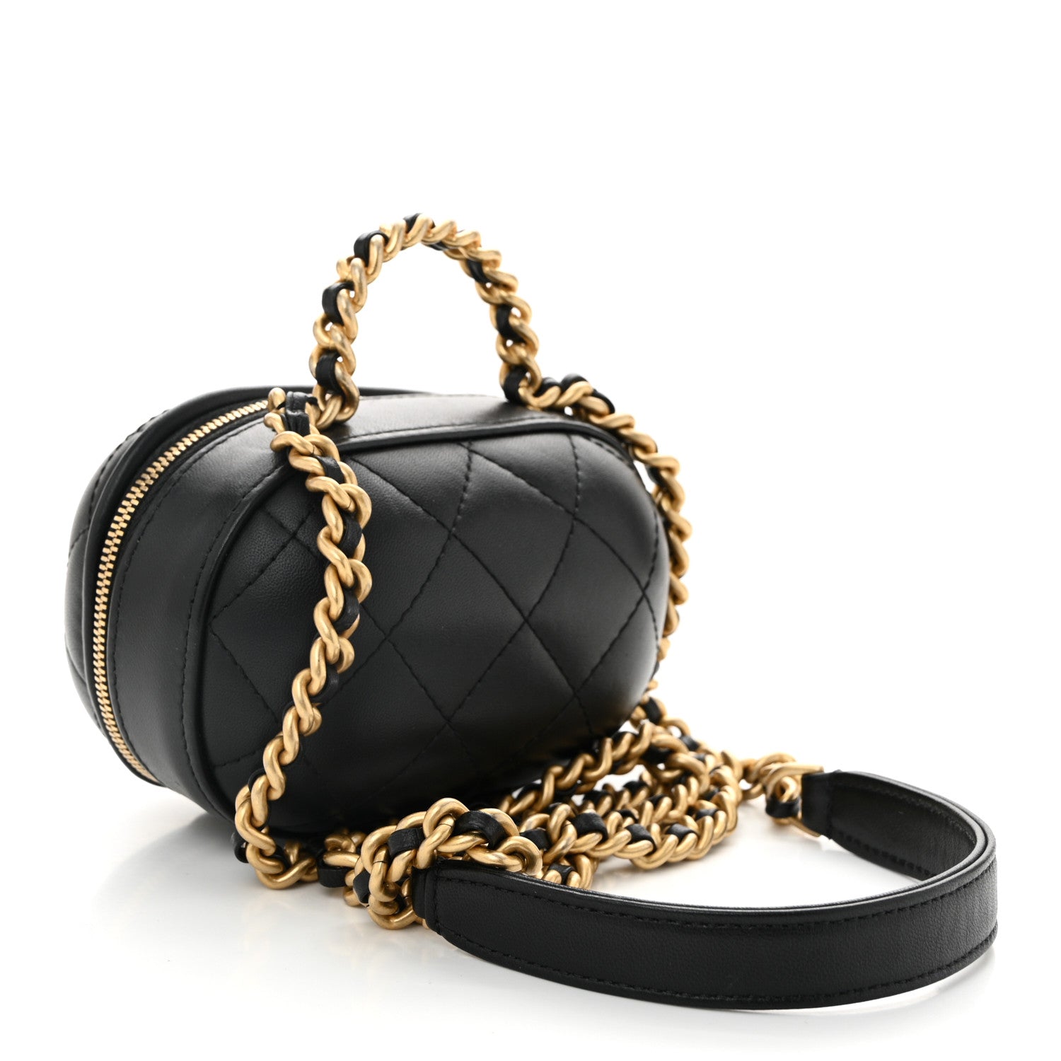 Chanel Lambskin Quilted CC Bubble Vanity Case With Chain Black 3 of 10