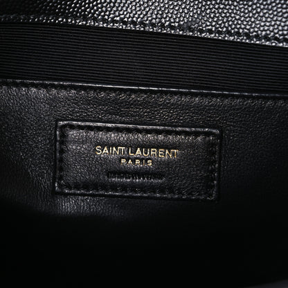 Saint Laurent Grain De Poudre Textured Mixed Matelasse Triquilt Medium Monogram Satchel Black 7 of 11