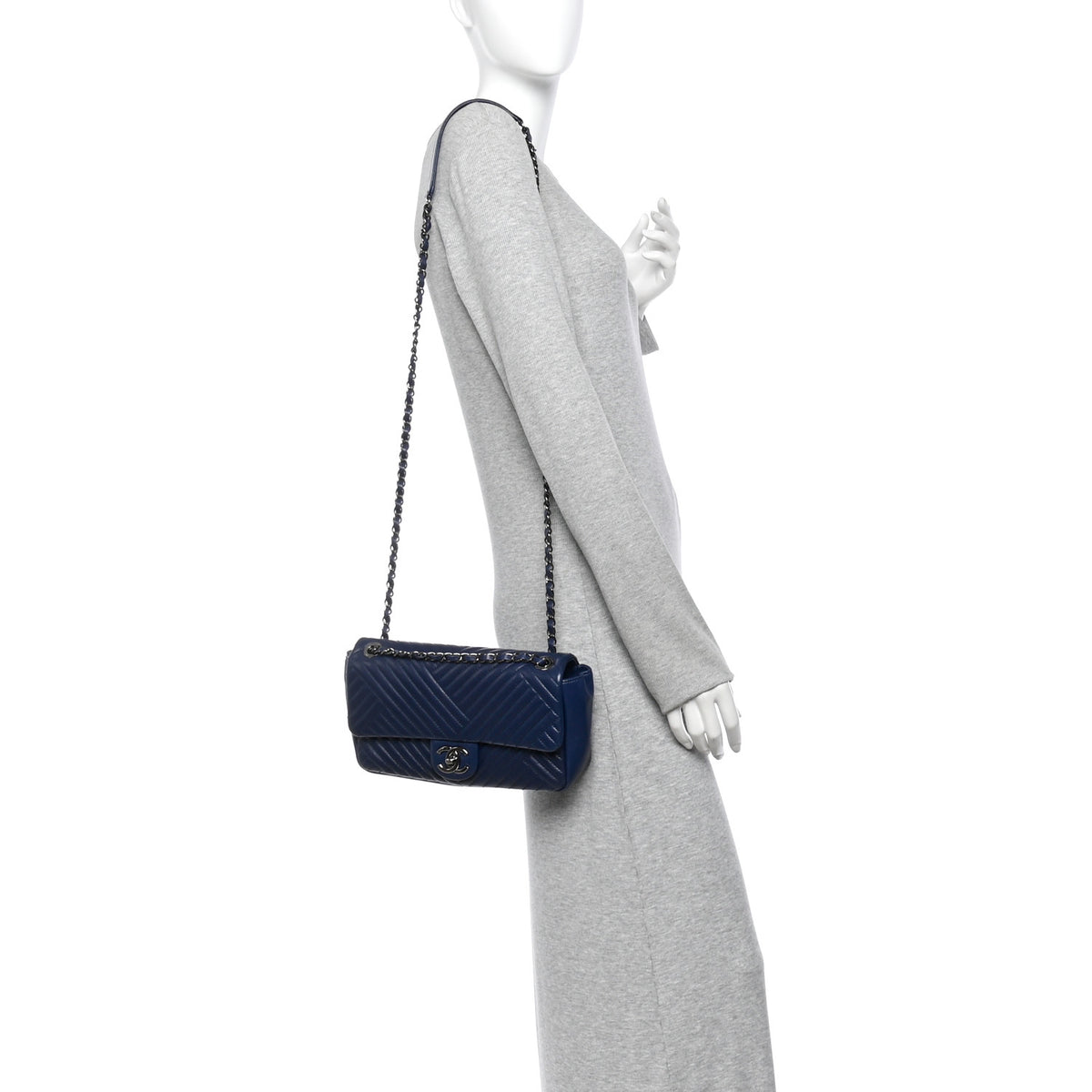 Lambskin Quilted Medium CC Crossing Flap Blue