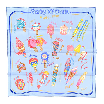 Hermes Silk Funny Ice Cream Scarf 70 Bleu Ciel Rose Bonbon Jaune 1 of 5