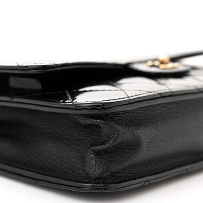 Chanel Patent Goatskin Quilted CC Eyelet Wallet On Chain WOC Black 10 of 11