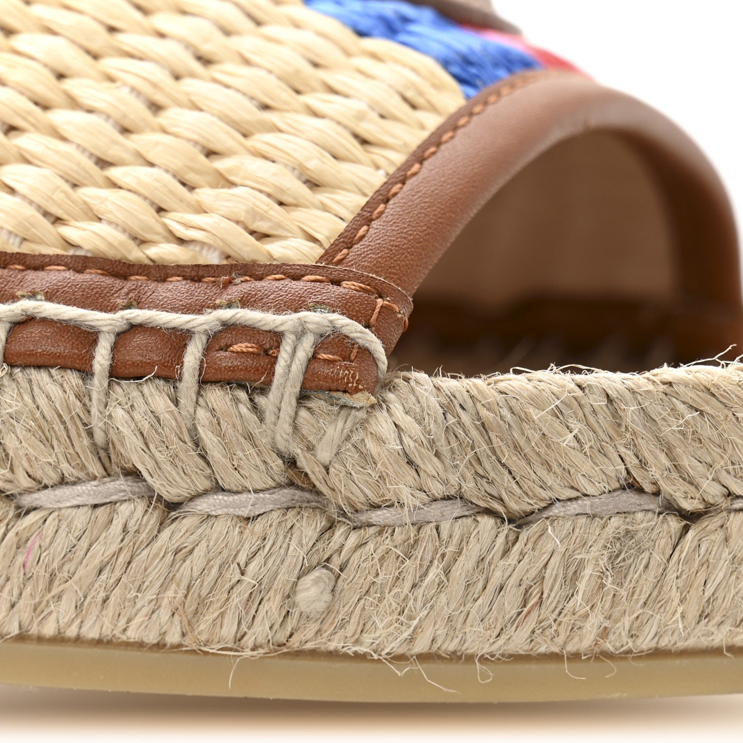 Raffia Interlocking G Flat Slide Espadrille Sandals 40  Natural Harness Brown