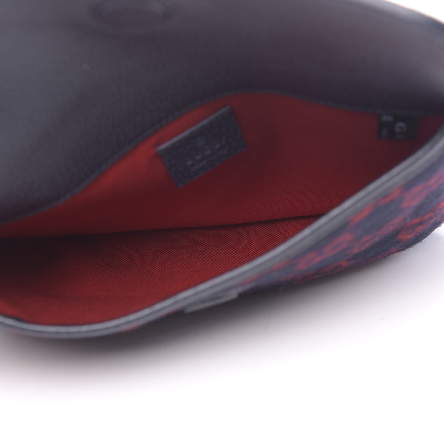 Covered Wool GG Monogram Slim Belt Bag Navy Red