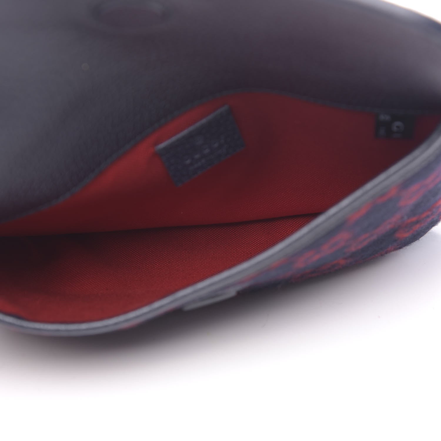 Gucci Covered Wool GG Monogram Slim Belt Bag Navy Red 5 of 12