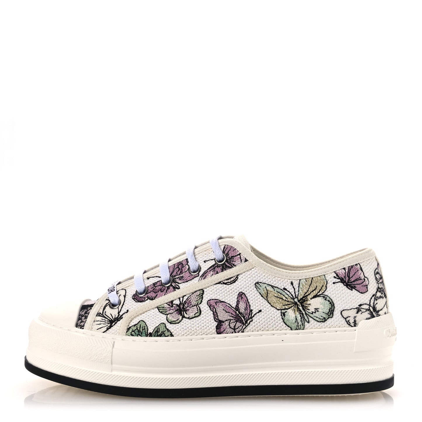 Canvas Jardin Botanique Embroidered Womens Walk'N'Dior Low Top Sneakers 38.5 White Multicolor