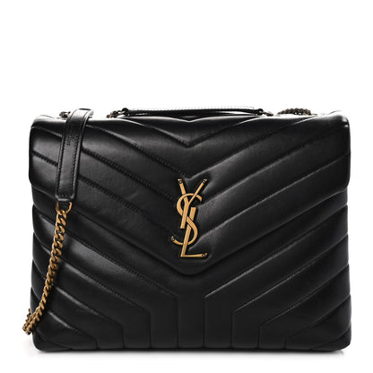 Saint Laurent Calfskin Y Quilted Monogram Medium Loulou Chain Satchel Black 1 of 9