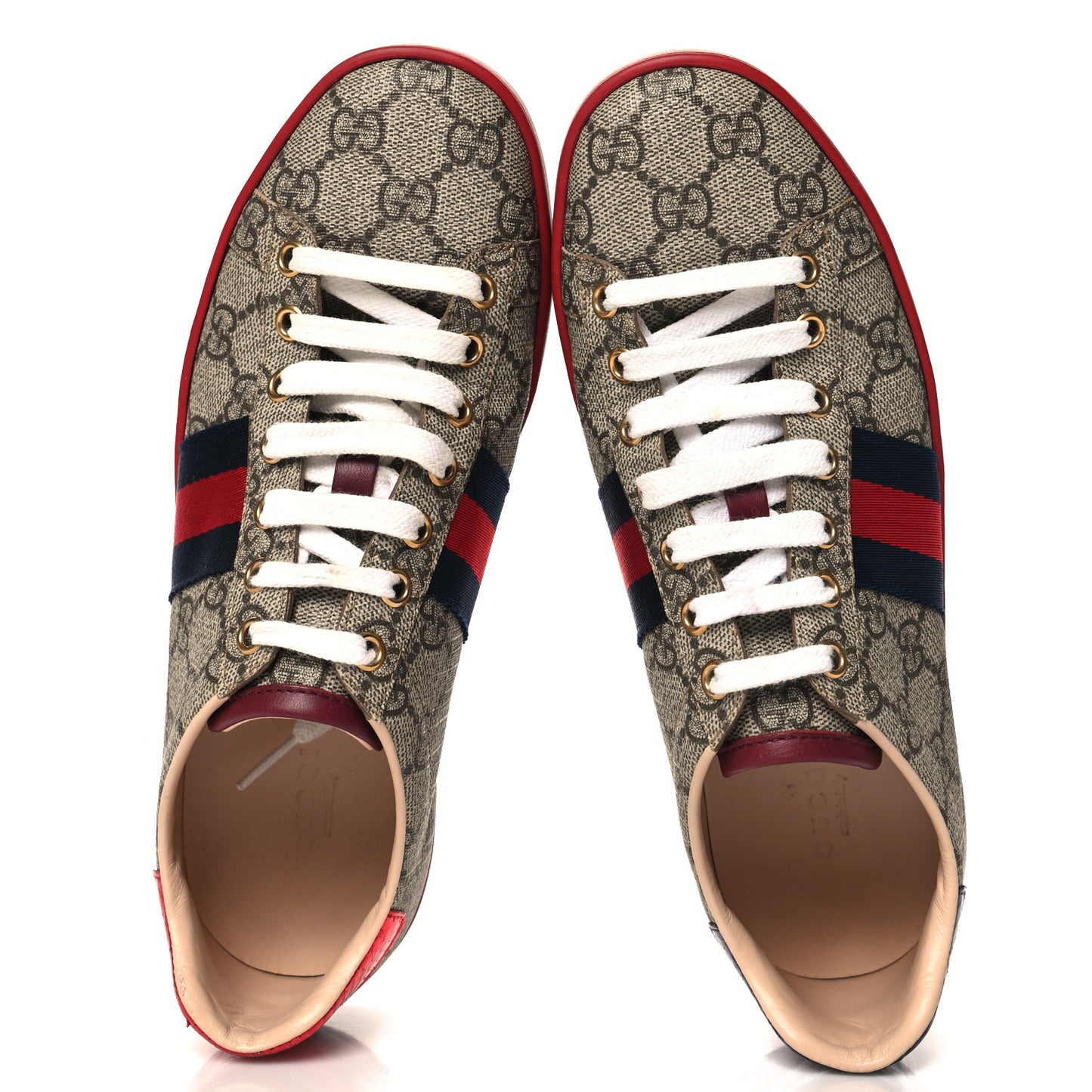 GG Supreme Monogram Ayers Web Womens Ace Sneakers 36.5 Red
