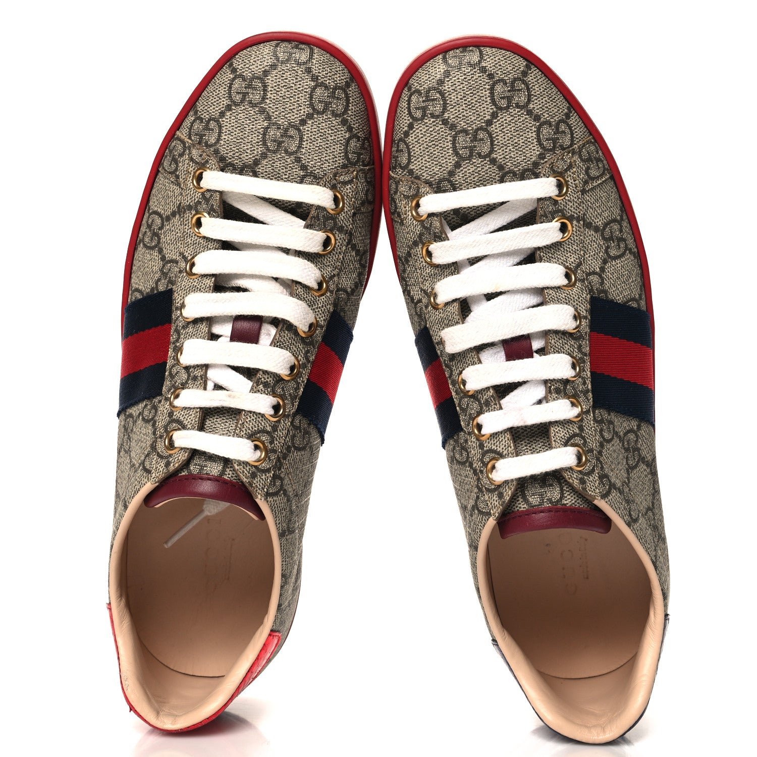 Gucci GG Supreme Monogram Ayers Web Womens Ace Sneakers 36.5 Red 2 of 9