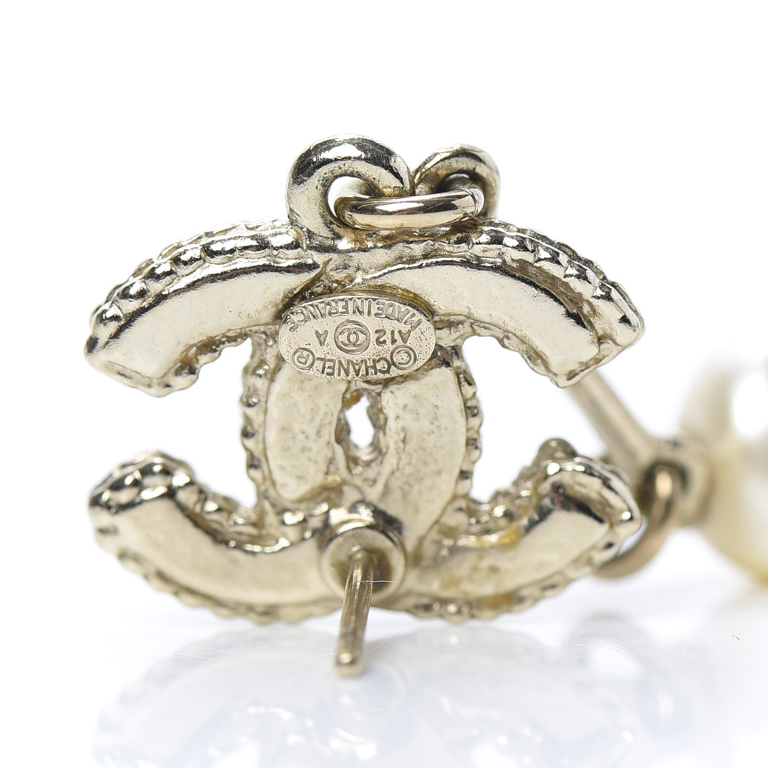 Chanel Pearl CC Drop Earrings Gold 4 of 5