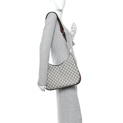 Gucci GG Supreme Monogram Textured Calfskin Web Large Attache Shoulder Bag Beige Blue 2 of 10