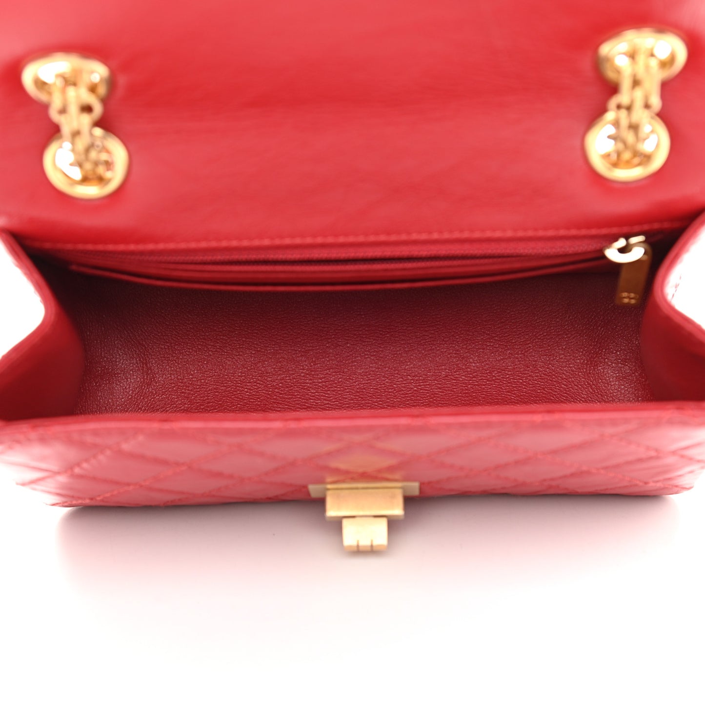 Aged Calfskin Quilted 2.55 Reissue Mini Flap Red