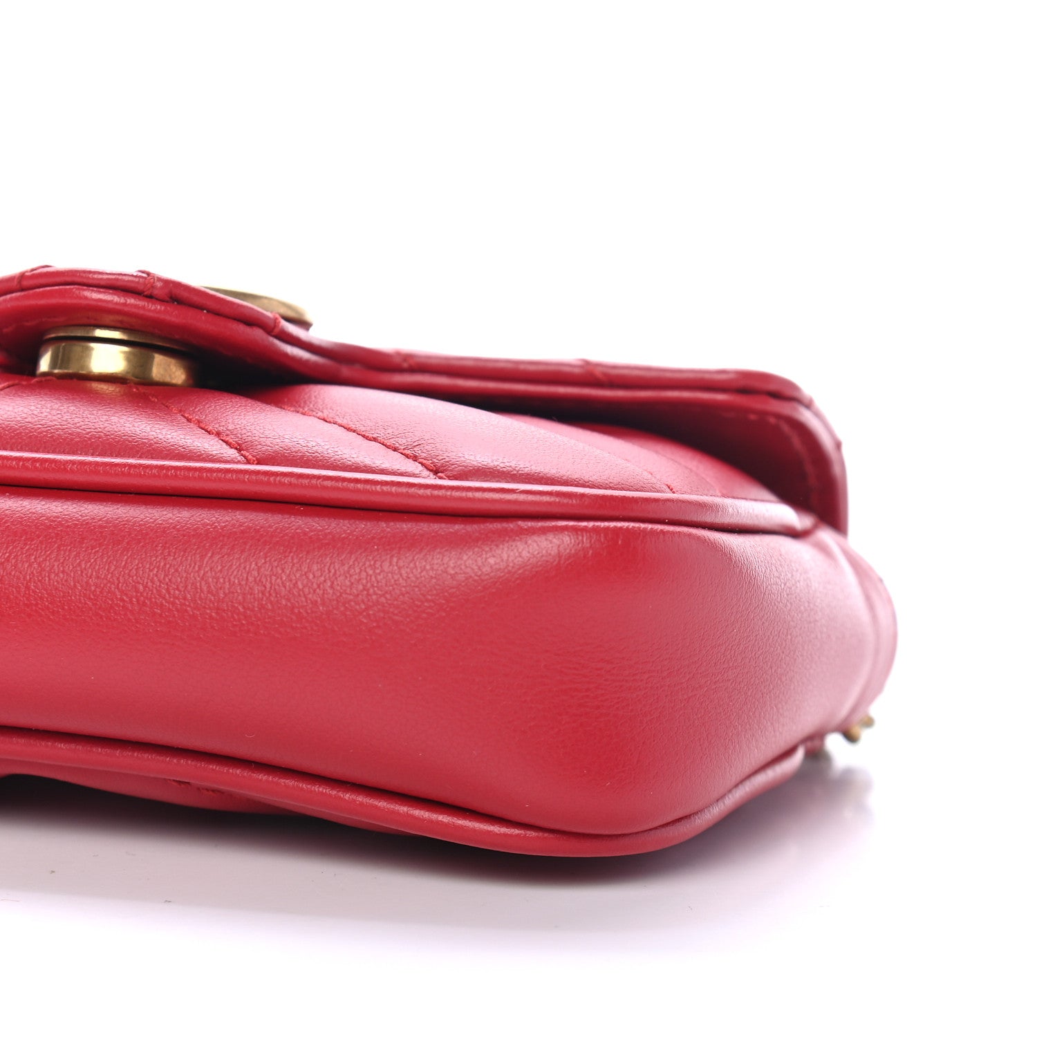 Gucci Calfskin Matelasse GG Marmont 2.0 Coin Purse On A Chain Hibiscus Red 8 of 8