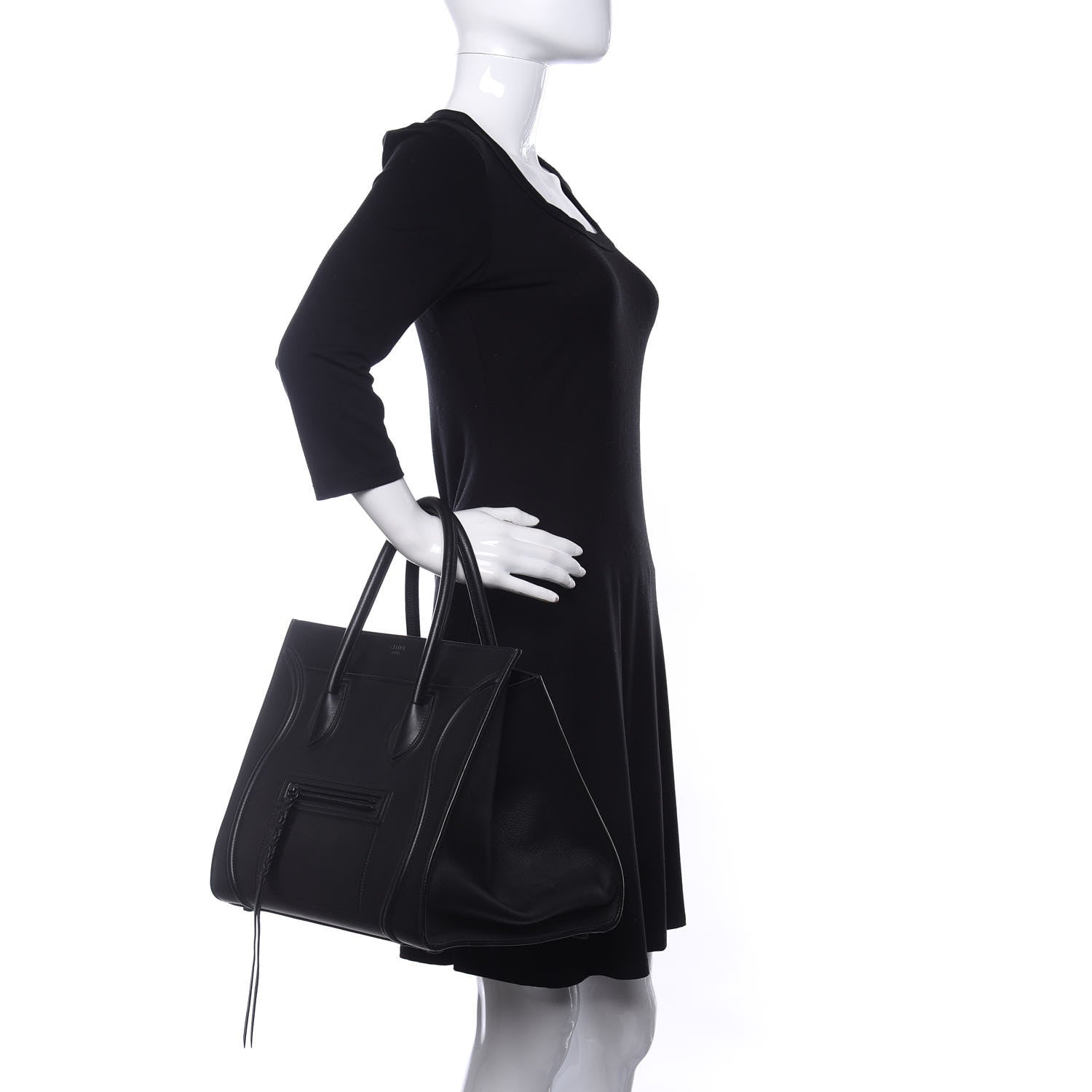 Celine Supple Calfskin Medium Phantom Luggage Black 2 of 9