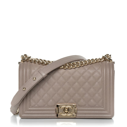 Chanel Caviar Quilted Medium Boy Flap Dark Beige 1 of 7