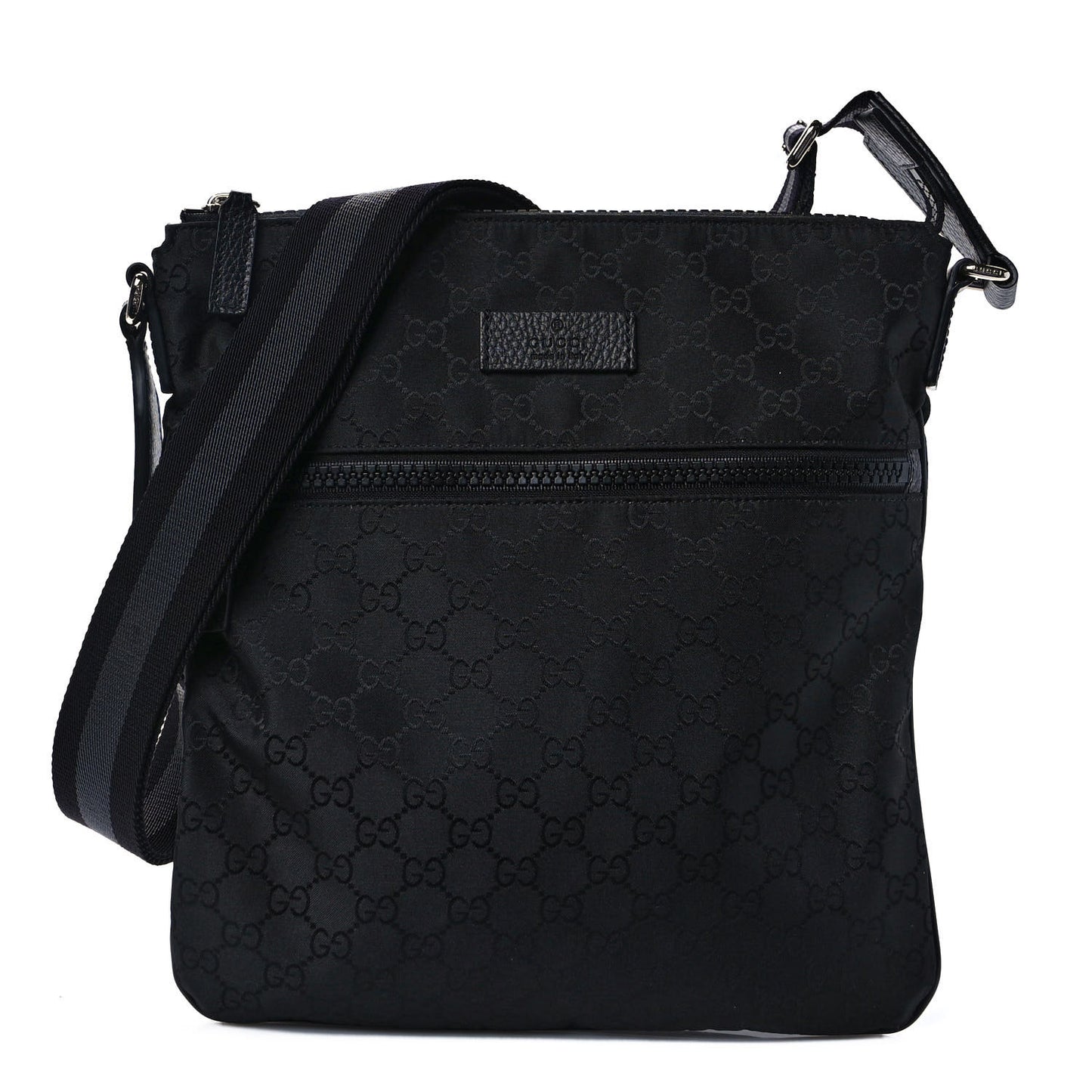 Nylon Monogram Small Flat Messenger Bag Black