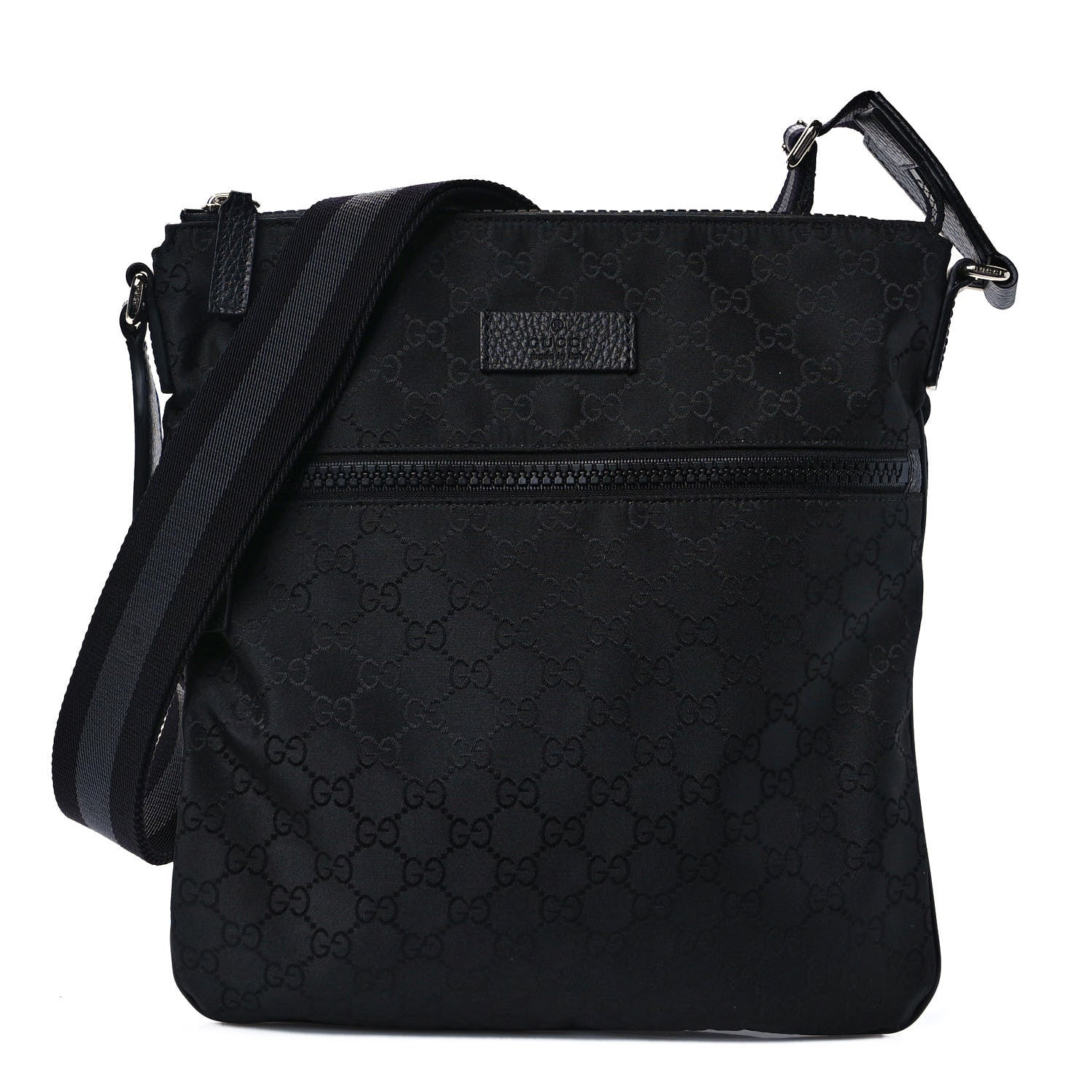 Gucci Nylon Monogram Small Flat Messenger Bag Black 1 of 8