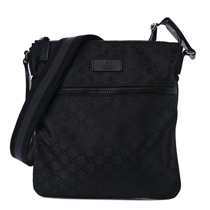Gucci Nylon Monogram Small Flat Messenger Bag Black 1 of 8