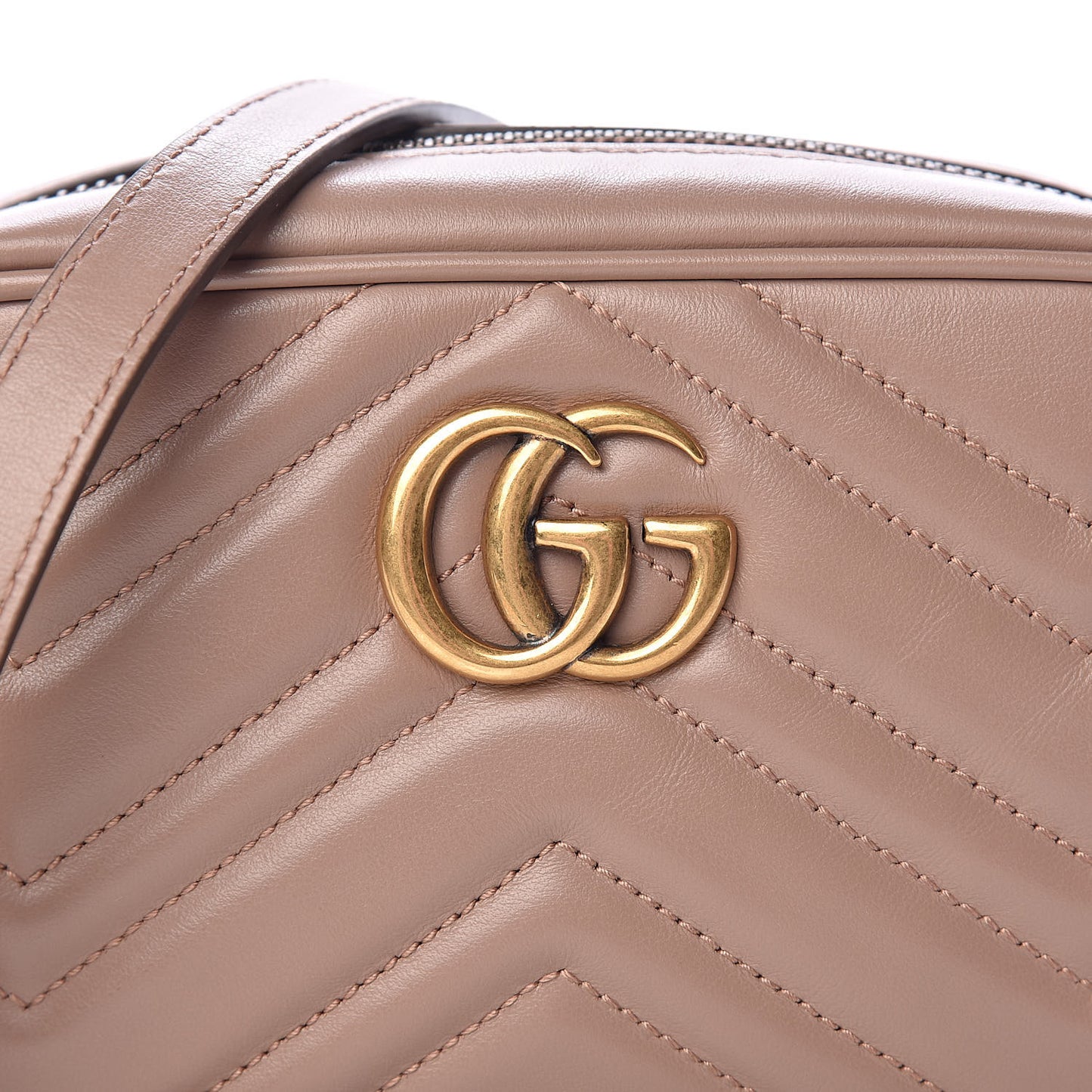 Calfskin Matelasse Mini GG Marmont Chain Shoulder Bag Nude
