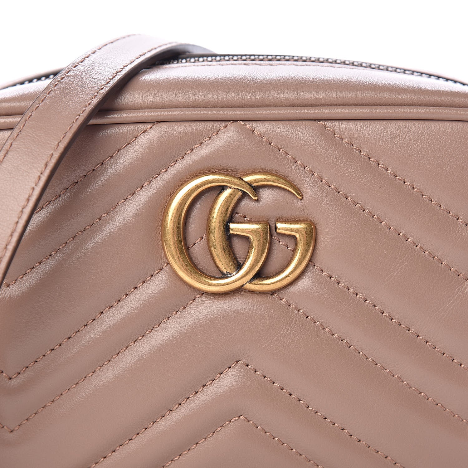 Gucci Calfskin Matelasse Mini GG Marmont Chain Shoulder Bag Nude 8 of 10