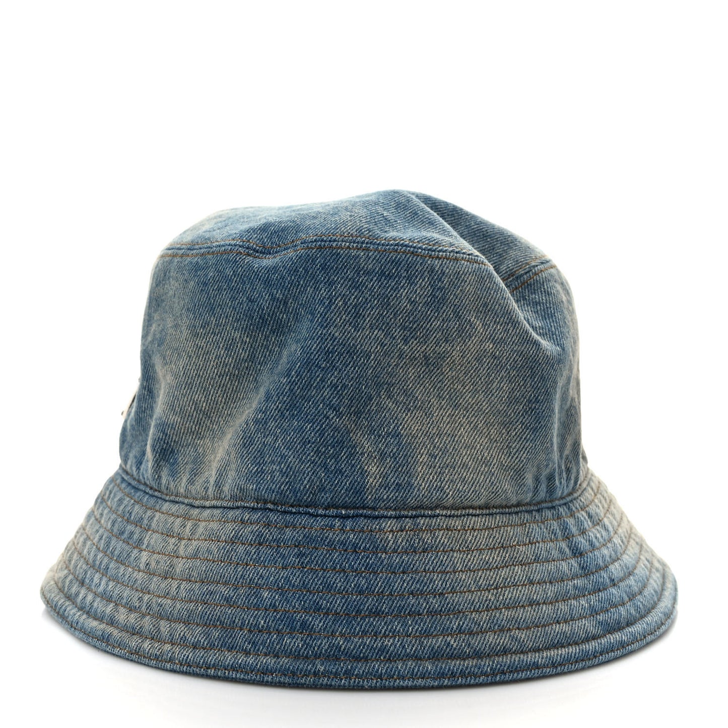 Used Denim Metal Triangle Logo Mens Bucket Hat XXL Light Blue