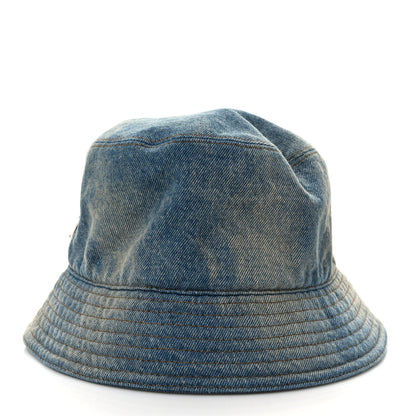 Prada Used Denim Metal Triangle Logo Mens Bucket Hat XXL Light Blue 5 of 8