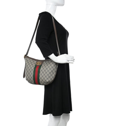 Gucci GG Supreme Monogram Web Small Ophidia Half Moon Hobo Brown 2 of 10