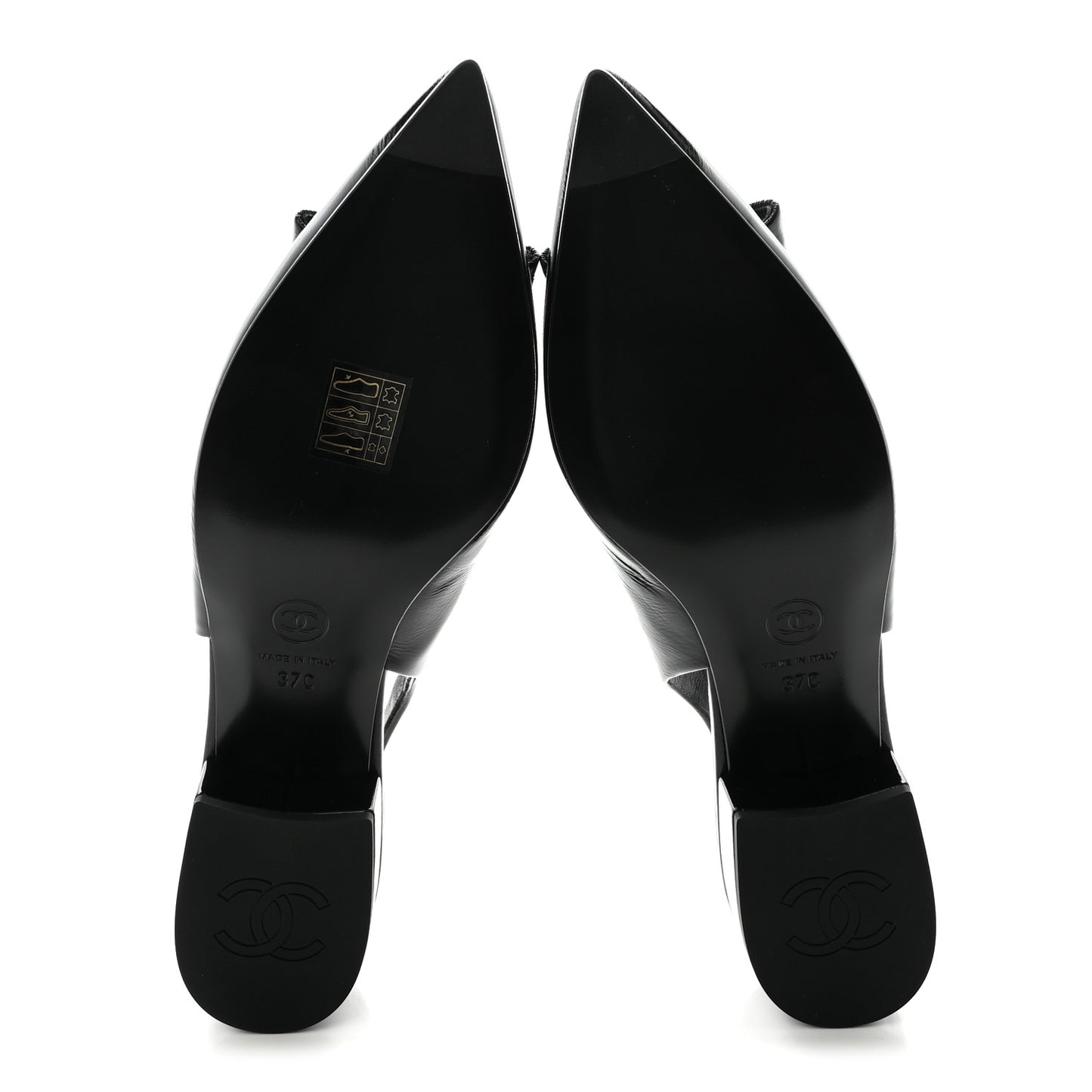Crumpled Patent Calfskin CC Bow Slingback Pumps 37 Black
