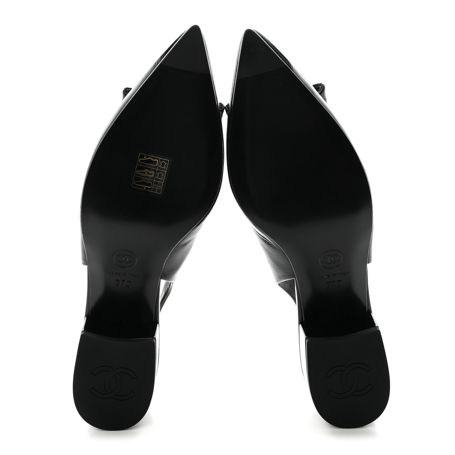Chanel Crumpled Patent Calfskin CC Bow Slingback Pumps 37 Black 6 of 10