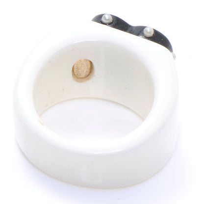 Chanel Resin Pearl CC Heart Ring 7 3 of 4