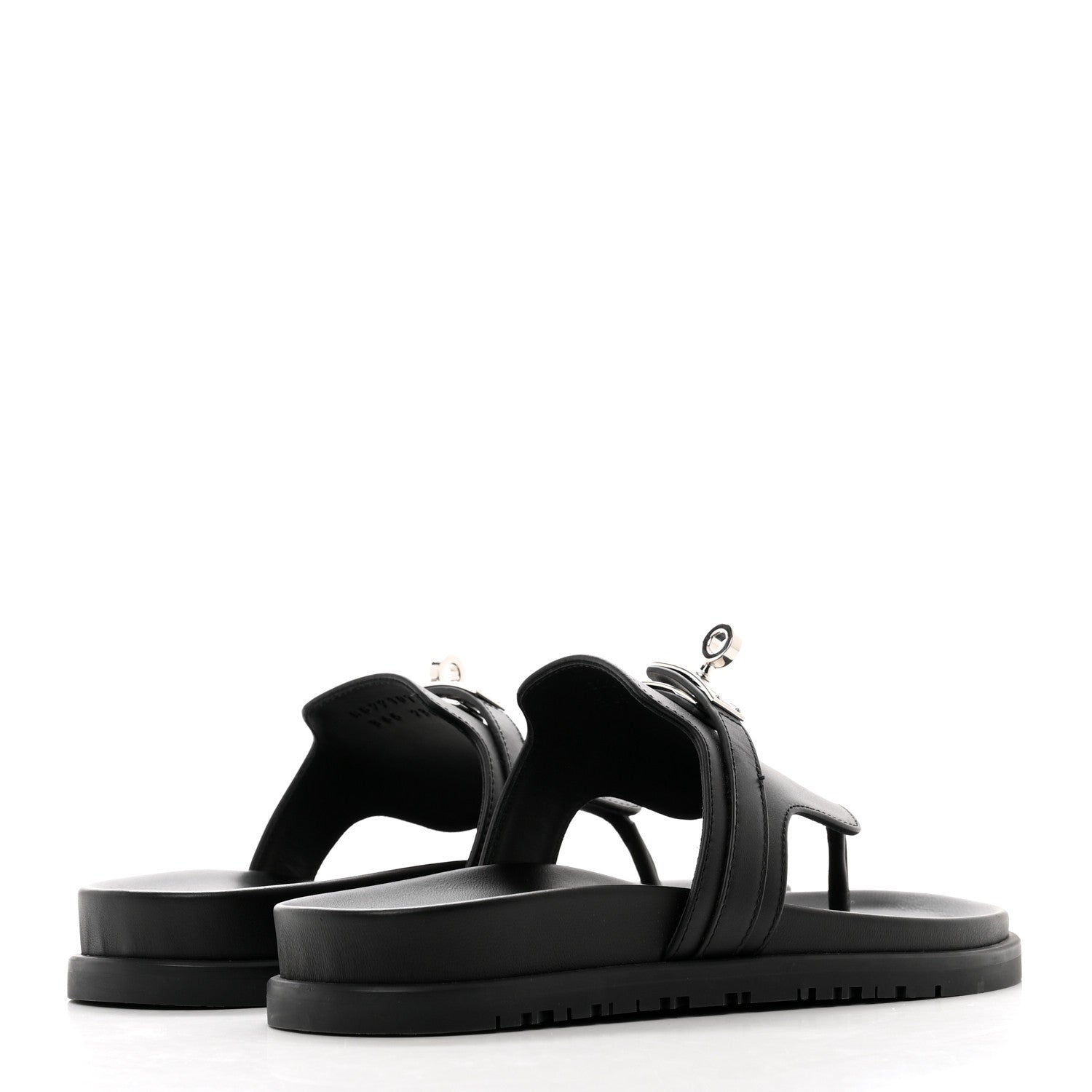 Hermes Calfskin Womens Empire Sandals 36.5 Black 4 of 9