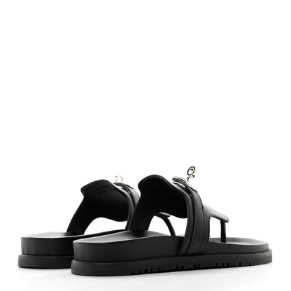 Hermes Calfskin Womens Empire Sandals 36.5 Black 4 of 9