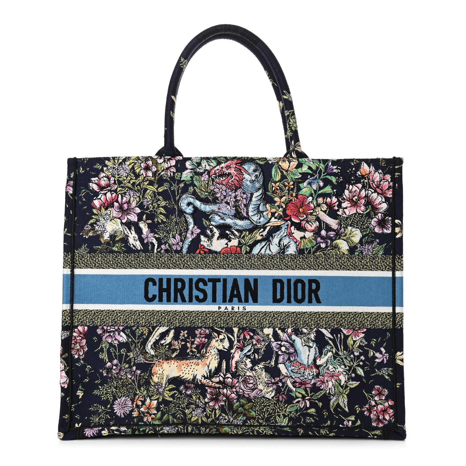 Christian Dior Canvas Embroidered D-Constellation Book Tote Blue Multicolor 1 of 13