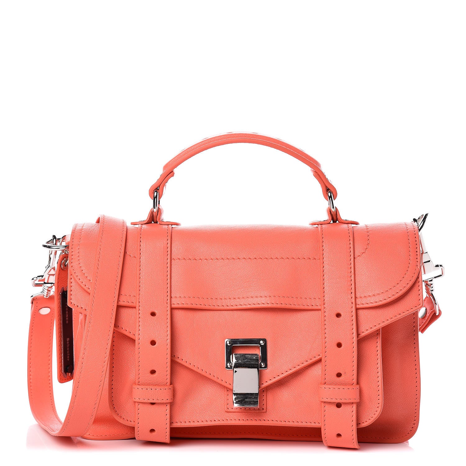 Proenza Schouler Lambskin Tiny PS1 Satchel Neon Coral 1 of 8