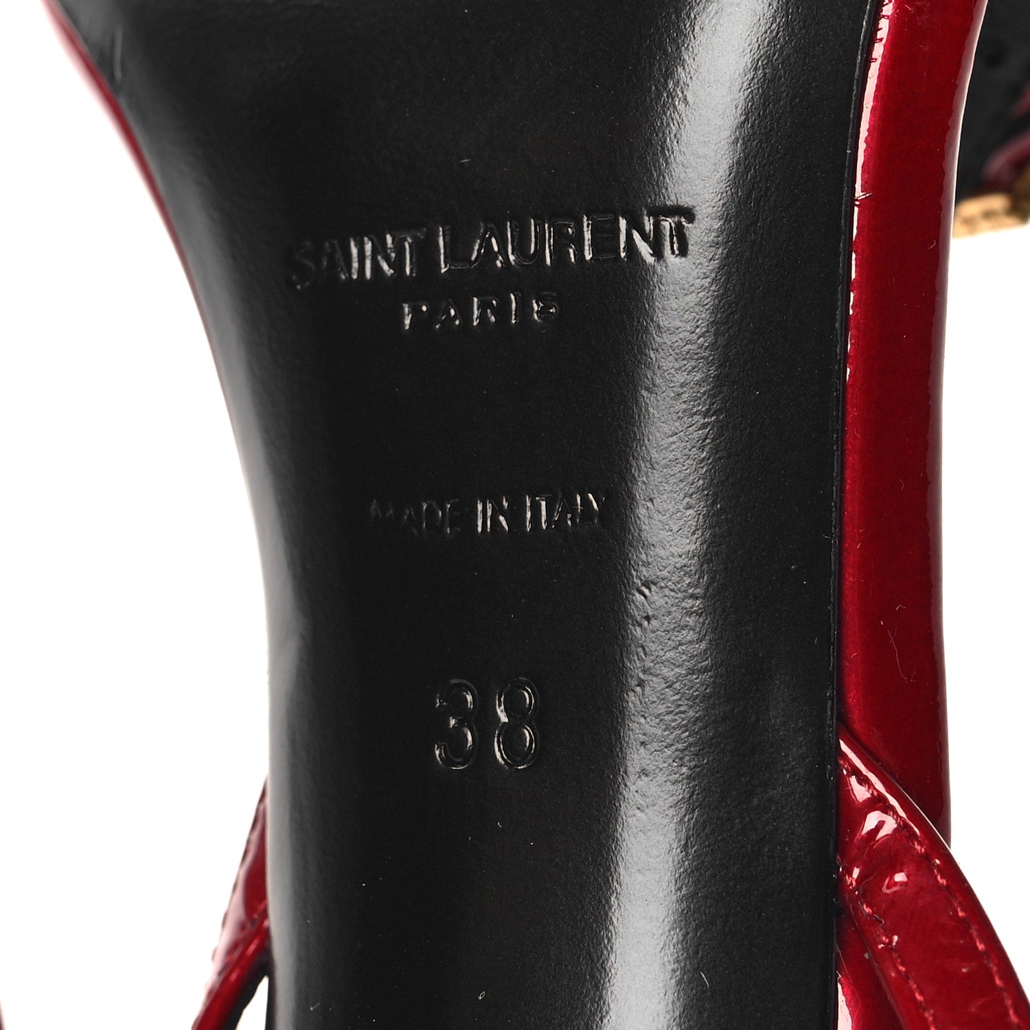 Saint Laurent Calfskin Patent Ankle Strap Sandals 38 Tibet Red 7 of 9