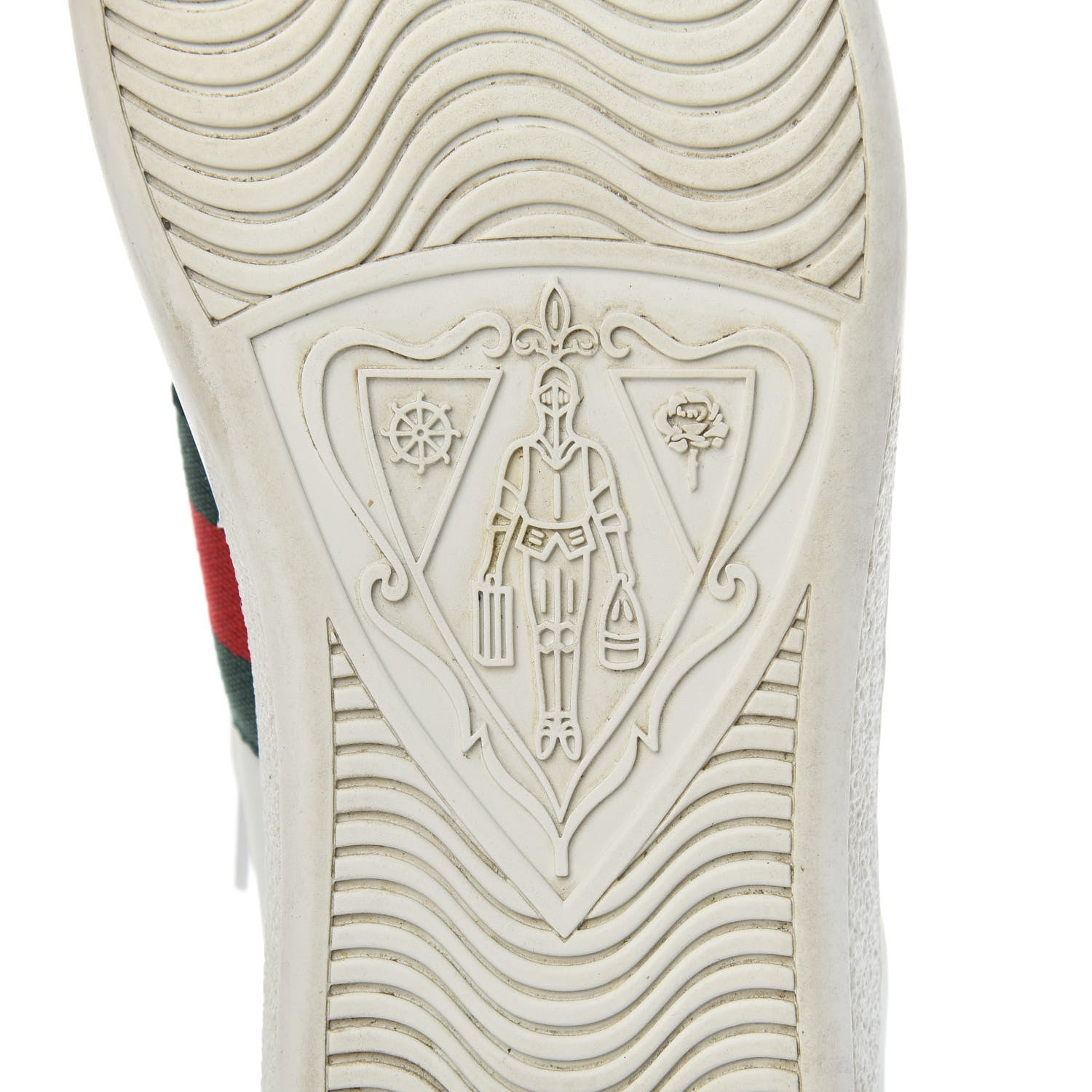 Gucci Calfskin Web Bee Embroidered Womens Ace Sneakers 37 White Green 7 of 12