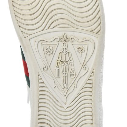 Gucci Calfskin Web Bee Embroidered Womens Ace Sneakers 37 White Green 7 of 12