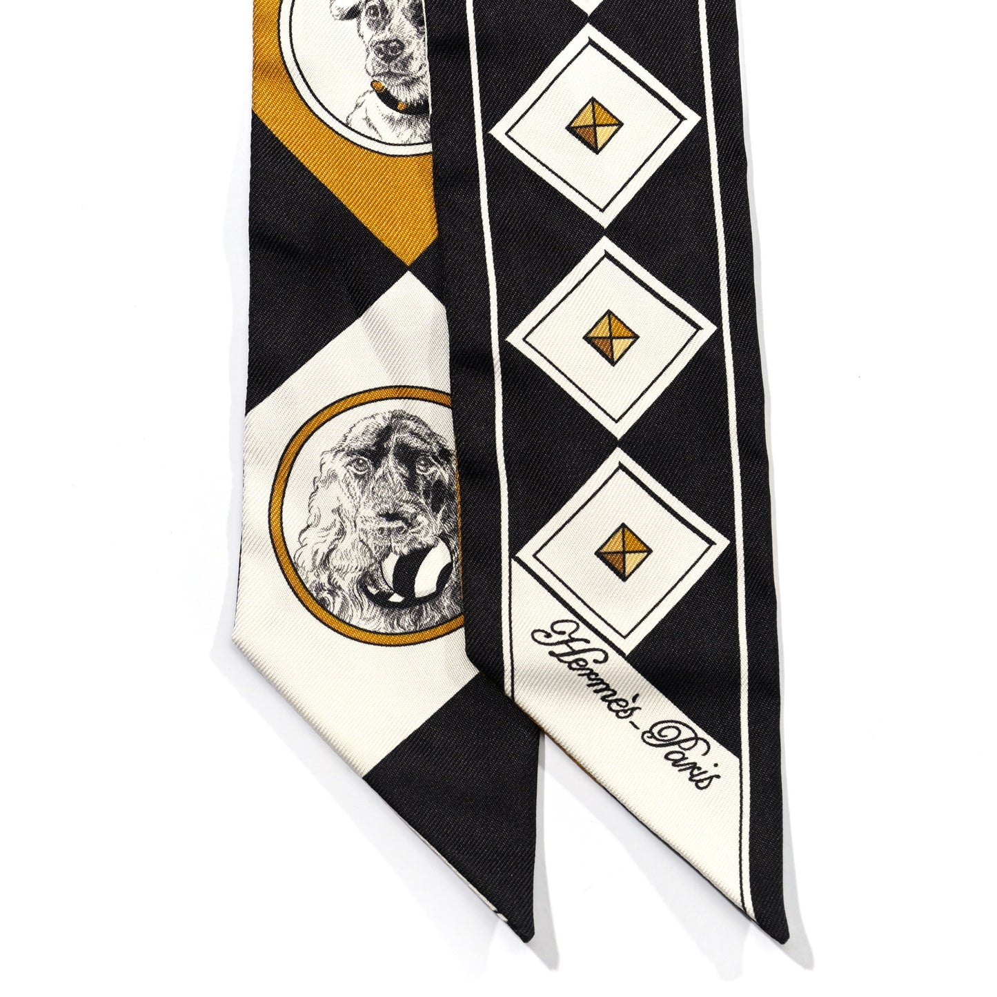 Silk Colliers Et Chiens Twilly Black Gold White